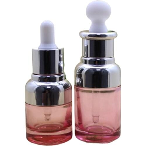 Glass Essential Oil Dropper Bottle Pink Aromatherapy Liquid Cosmetic Container 20ml Essence Serum Press Pipette Bottle 10pcs