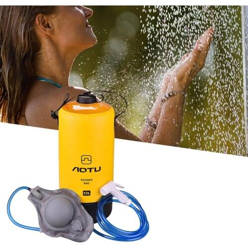 12L Outdoor Shower Bag Hiking Water Storage Inflatable Shower Pressure Shower Water Bag With Foot Pump For Camping Bathing
