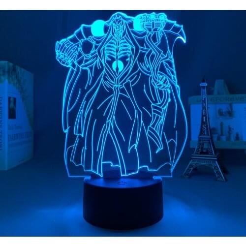 Anime Overlord Ainz Ooal Gown Led Night Light for Kids Bedroom Decor Nightlight Birthday Gift Manga Overlord Led Lamp Bedside