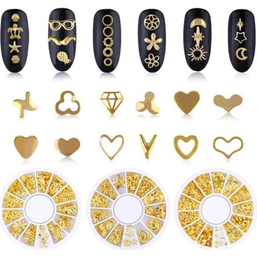 Taoye teemo 1 Box 3D Golden Nail Charms Metal Rivets Studs Rhinestones Pearl Nail Jewelry DIY Nail Art Decorations Accessoires