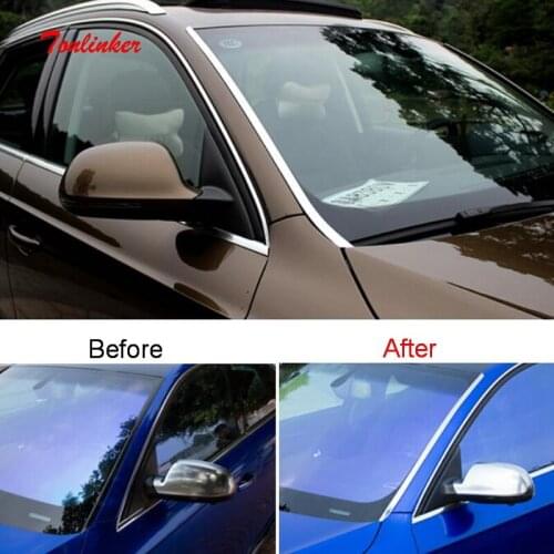 Tonlinker 2 PCS DIY Car Styling Stainless Steel Windscreen Decorative Light Strip Cover Case Stickers For AUDI Q3 2013-15