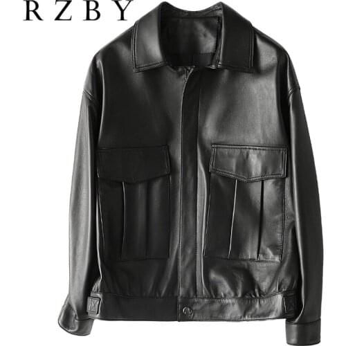 100% Natural Sheepskin кожаная куртка женская Loose Genuine Leather Women Jacket Real Leather Jaqueta De Couro Feminina RZBY522