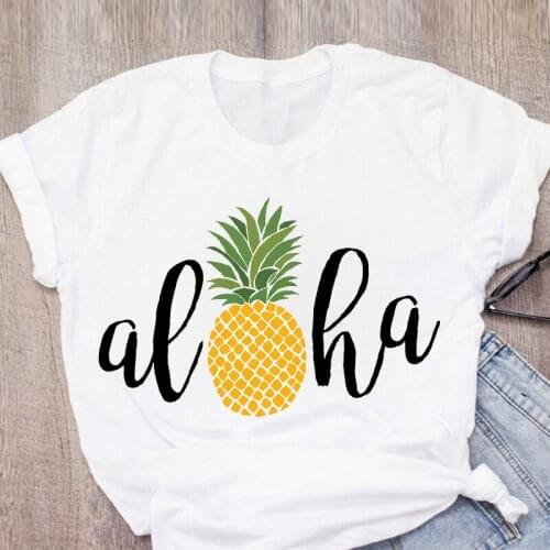 Women Graphic Orange Pineapple Printed Fruit Short Sleeve Summer Lady Tops T-Shirt Shirt Womens Clothing Tee Female T Shirt