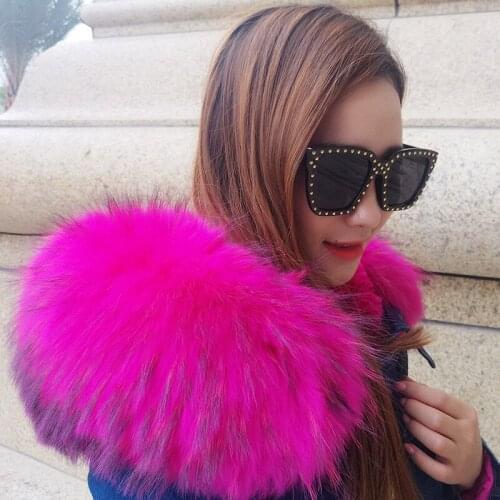 MaoMaoKong 2020 new winter women big genuine natural real fur collar large Raccoon Dog Fur Collar Thick Warm Fur Scarves