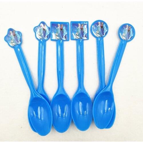 10pcs/set Elsa and Anna Babyfavor Cartoon Supplies Disposable Plastic Spoons Birthday Decoration Kids Favors Set
