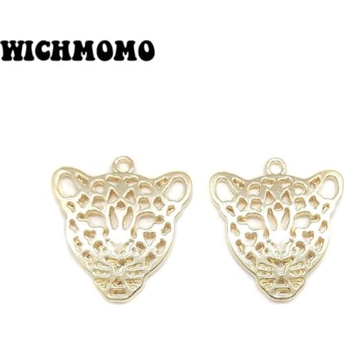 2019 New Fashion 5pieces/bag 28*25mm Zinc Alloy Gold Leopard Head Charms Pendants DIY Necklaces Bracelets Jewelry Accessories