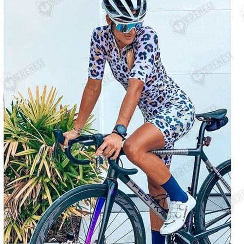 Triathlon Clothing Womens FRENESI Safari Aero Tri Suit One-Piece Leopard Cycling Skinsuit Ciclismo Speedsuit Pro Team Kits