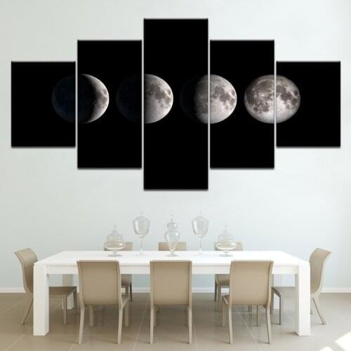 5PCS Canvas Print Abstract Moon Poster Painting Art Wall Decoration Change Moon Pictures Decor Frame Paintings Artwork