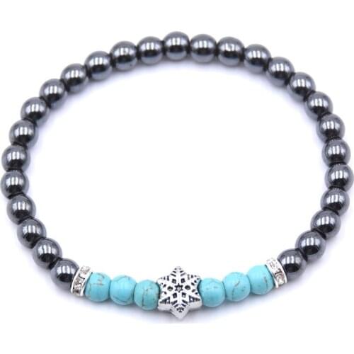 6MM Shining Stone Snow Flower Bracelet Man Fashion Women Gift For Bracelets