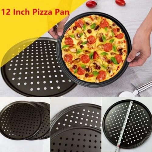 Carbon Steel Non-stick Pizza Baking Pan Mesh Tray Plate Round Deep Dish Pizza Pan Tray Mould Bakeware Baking Tool