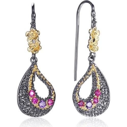 Latest Tread Black Party Earrings Setting with Cubic Zirconia Ethnic Drop Earrings Allergy Free Lead Free
