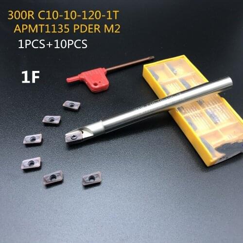 10PCS APMT1135 M2+1PCS 10mm tool holder BAP300R C10-10-120L-1T surface CNC tools milling cutter carbide insert HSS lathe cutter