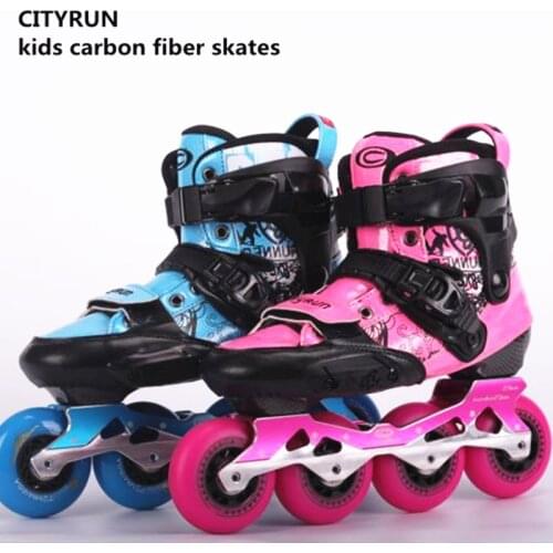 CITYRUN VG kids carbon fiber 4 wheels inline slalom skating shoes roller skates patines for CT children sports sneaker FSK patin