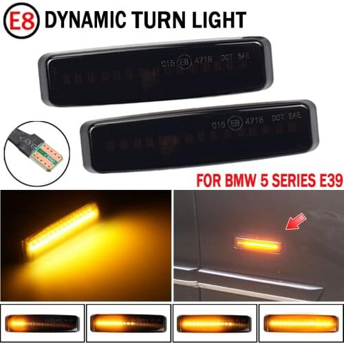 2pcs LED Dynamic Side Marker Turn Signal Repeater Light Indicator Flowing Flash Fit For BMW 5 Series E39 1995-2003 M5 1998-2003