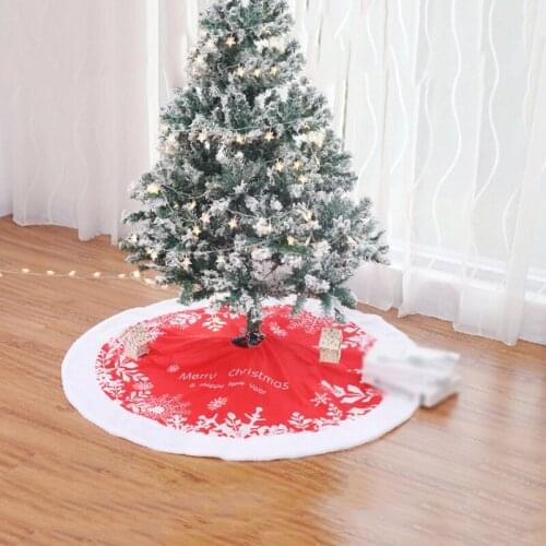 Red Cloth Embroidered Snowflake 122cm Christmas Tree Skirt Christmas Tree New Year Home Decoration Tool