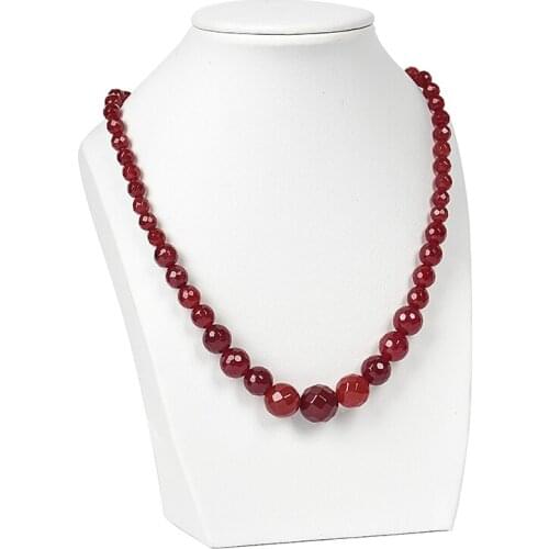 Best selling natural Red Chalcedony 6-14mm Faceted Round Bead Necklace Jewelry Necklace DIY design womens necklace holiday gift