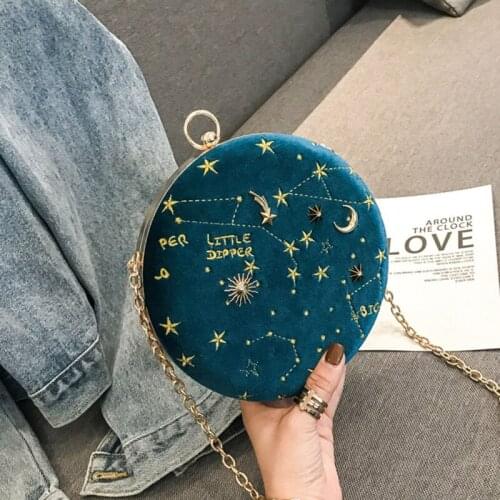 Starry Sky Metal Badge Box Shape Handbag Purse Women Black Chains Party Clutch Bag Kawaii Shoulder Bag Crossbody Messenger Bag