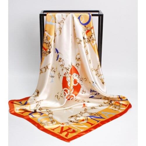 Fashion Flower Print Large Square Scarves For Ladies Accessories Luxury Brand Wraps Shawls Silk Head Women Scarf Foulard