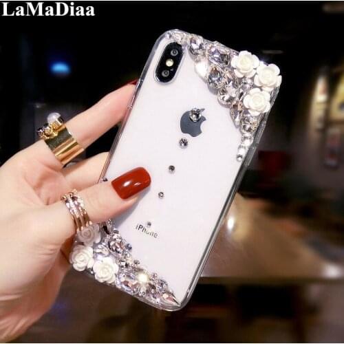 Phone Case Lovely Bling Crystal Diamonds Rhinestone Stones Soft Back Cover For SamsungS6 S7 S8 S9 S10 S20 S21 PLUS Note8 9 10 20