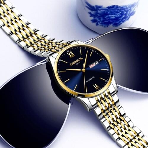 2020 New Ultrathin Automatic Watch Men Top Brand CARNIVAL Double Calendar Mechanical Watches Import Movement Sapphire Waterproof