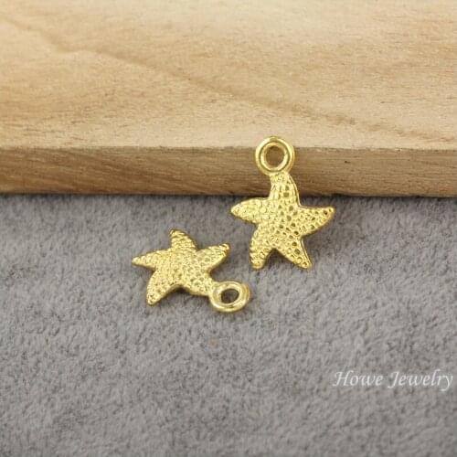 New 35 pcs quality gold color Starfish alloy pendant DIY charm Fashion Bracelet Necklace Jewelry Accessories 60023