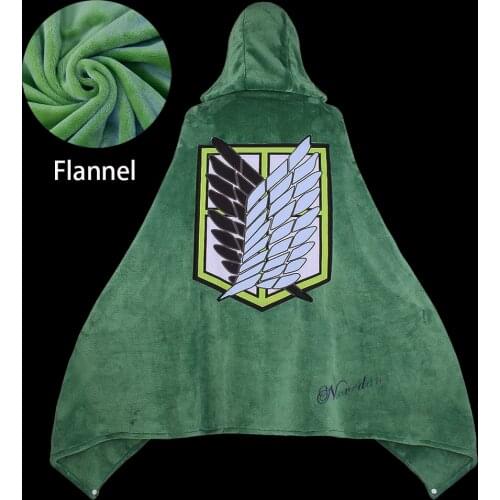 Attack on Titan Blanket Cloak Shingeki No Kyojin Survey Corps Scout Cloak Cape Flannel Hoodie Cosplay Costume
