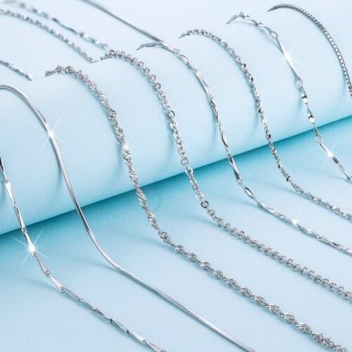 5pcs/lot wholesale silver plated necklace women fashion jewelry Snake Chain Necklace Original Basic Chain for pendant
