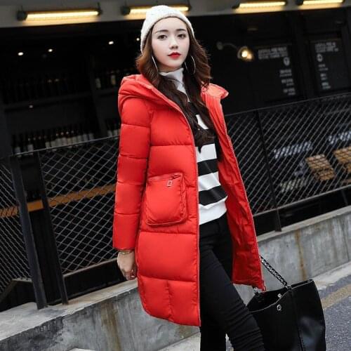 Parkas Style Korean 2020 Womens Winter Coat Hooded Cotton Long Female Jacket Slim Warm Student Padded Parka Mujer WXF212