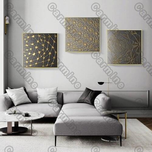 Posters Square Golden Pattern Abstract Canvas Painting and Prints Wall Art Decoration for Living Room and Bedroom Frameless