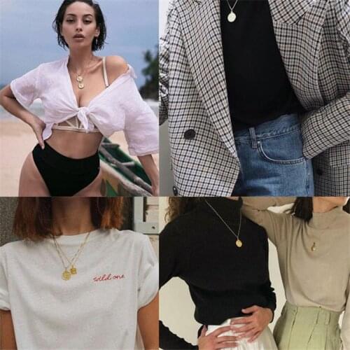 925 Sterling Sliver Heart/Coin Pendant Necklaces Vintage Layered Choker Kolye Minimalist Disc Boho Chokers Necklace Jewelry