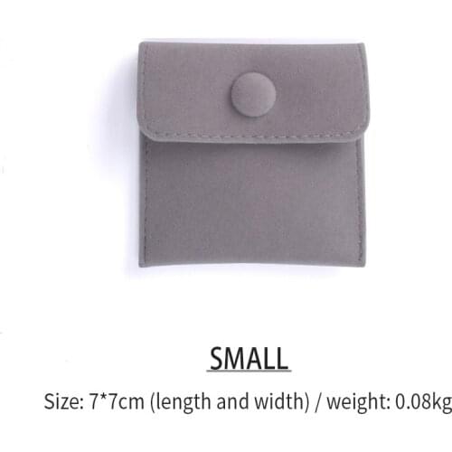 Gray Jewelry Ring Flannel Envelope Storage Bags With Button 4 Colors Women Brooch Necklace Earring Jewellery Organizer For Lover