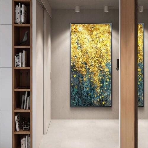 Modern Canvas Painting Poster and Print for Living Room Home Decorative Large Art Wall Painting Golden Leaf Restaurant Picture