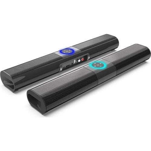 TV Soundbar 5.0 Bluetooth Speaker Portable Subwoofer With Colorful Ring LED Light FM Radio USB AUX TF Card for Computer TV BS20A