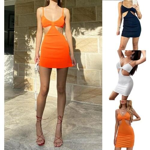 Womens Cami Mini Dress One-piece Spaghetti Strap Sleeveless High Waist Skirt for Summer Travel SAL99