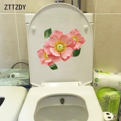 ZTTZDY 22.4*19.4CM Beautiful Flowers Creative Fashion Toilet Sticker Home Living Room Wall Decal T2-0278