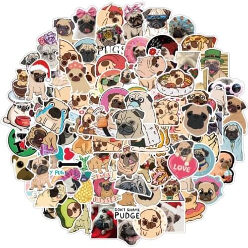 10/30/50/100Pcs/Set Cartoon animal pug for Children Gift Cartoon Anime Stickers To Stationery Laptop Suitcase Guitar Fridge