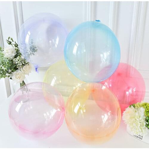 5pcs Round Crystal Clear Bobo Balloons 18/24/36" Transparent Candy Color Sphere Bubble Balloon for Wedding Birthday Party Decor