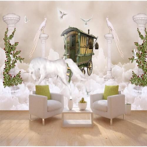 Custom 3D ceiling home wallpaper fantasy sky clouds nonwoven walpaper for room ceiling wall 3d wallpaper European decoration