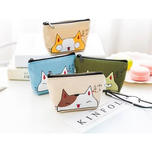 60PCS / LOT Cartoon Cute Small Kids Women Purse Coin Wallet Coin Purse Money Cat Animal Card Holder Key Holder Bag