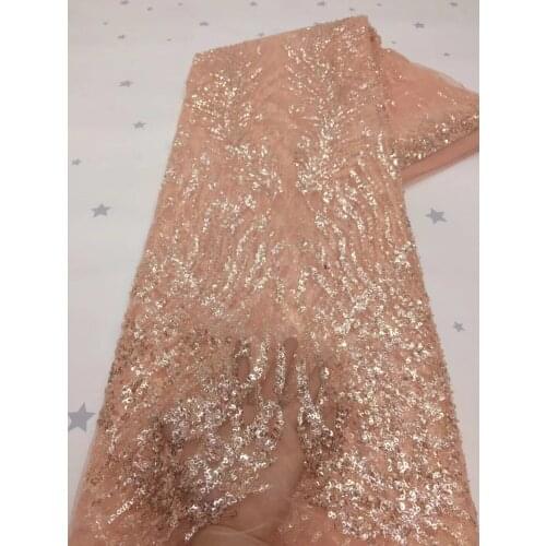 African French Tulle Lace Fabric SYJ-368682 High Quality Lace Material Nigerian Lace Fabrics with beads For Garment Sewing