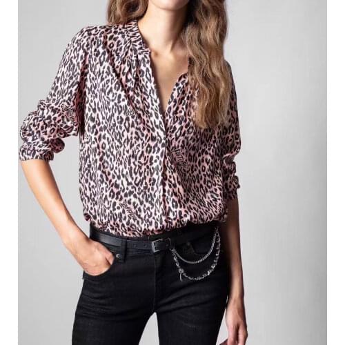 ANGLIU Leopard Blouses