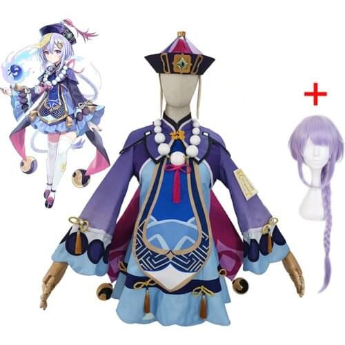 Anime Game Genshin Impact Zombie QiQi Cosplay Costume Halloween Carnival Show Funny Womens Costume Including Socks Accessories