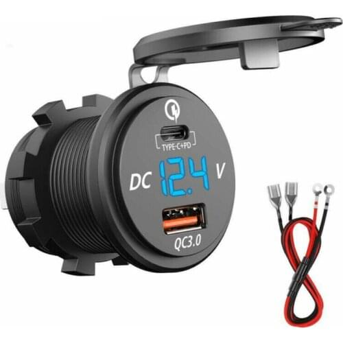 Boat Charger Socket Car For 12V 24V Motorcycle Outlet Power QC 3.0 Quick Charge Type-C PD + USB