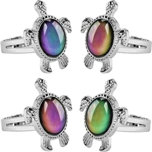 BINQINGZI Magic turtle mood ring Temperature control open Enamel emotion feeling changable rings for women creative dropshipping