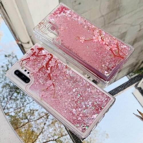 Liquid quicksand Pink love heart Sequins flower case For Galaxy samsung A20 A30 A50 A70 A81 A91 A31 A51 A71 A11 A10 S A20s A21s