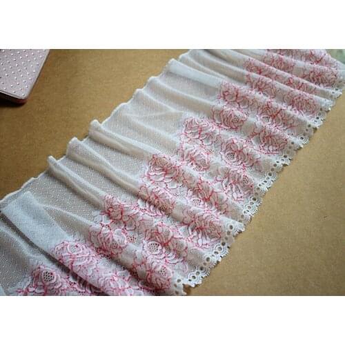 1 Meter Pink Color Spot Design Eyelash Stretch Lace Fabric Elastic Laces Trim Sewing Supplies Hot Sale DIY Garment