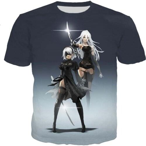 Summer Women Men Cool T-Shirt Teen Kid Anime Nier Automata 3D Printed Clothes Boys Girl Children Tshirts Birthday Gift Tees Top