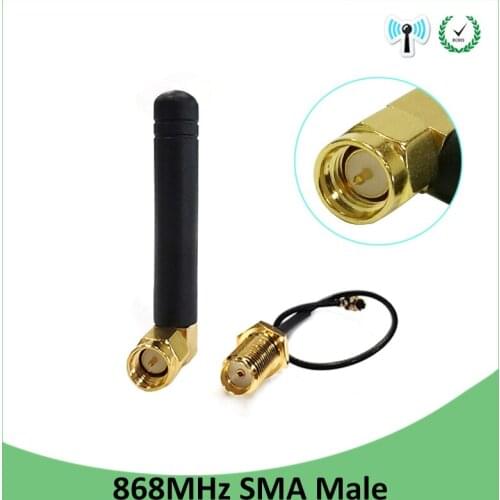 20pcs 868MHz 915MHz Antenna 2dbi SMA Male Connector GSM 915 MHz 868 MHz antena antenne +21cm RP-SMA/u.FL Pigtail Cable