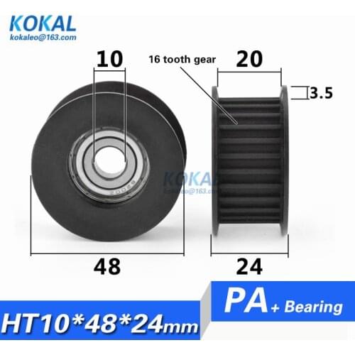 [H1048-24]Free Shipping 10PCS Nylon DIY Printer Synchronous belt Wire rope pulley ball bearing H Groove Type wheel 10*48*24mm
