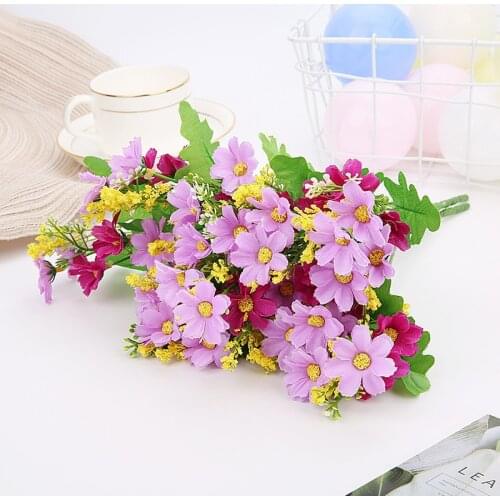 Artificial flowers single bunch 33cm dancing orchid silk flower 6 heads orchid chrysanthemum daisy wedding decoration background